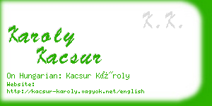 karoly kacsur business card